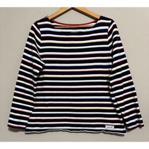 Authentic TALBOTS Tee Ashford Stripe Sz L Colorblock 3/4 Sleeve Bateau Neck Top